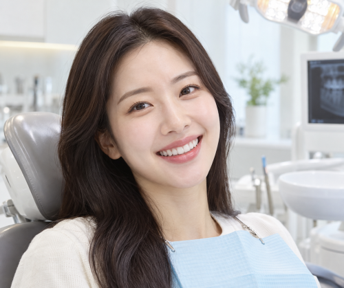 교정 후 밝게 웃고있는 사람 AI 이미지